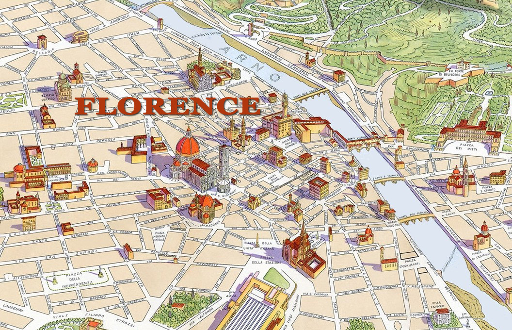 Map of Florence with major Places + Sights