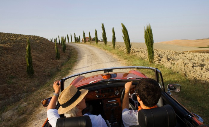 car driving through italy