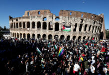 Protesters forcibly enter the Colosseum in Rome